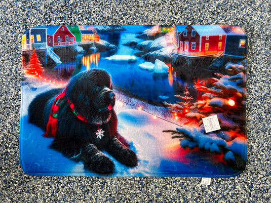 Newfoundland Dog Christmas Bathroom Mat